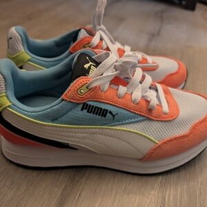 Puma Women's Coral, Light Blue & White Retro Runner Sneakers
